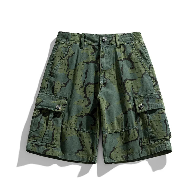 Fashion Street cargo shorts mens summer loose straight casual fully matched fashionable printed cut pants 250317