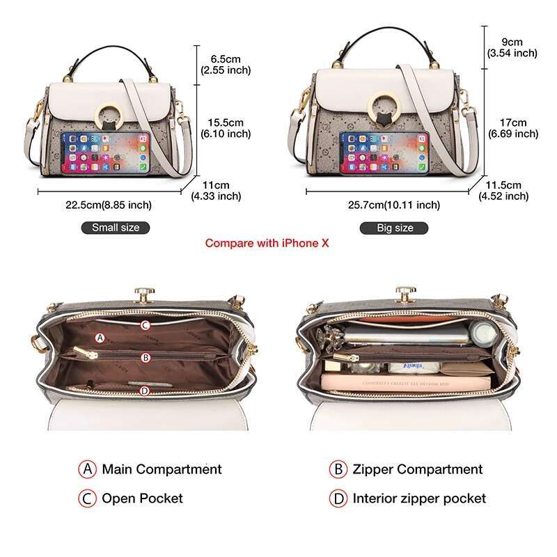FOXER PVC Leather Shoulder Crossbody Bags Vintage Signature Mini Totes Retro Fashion Female Handbags Casual Travel Women's Bag