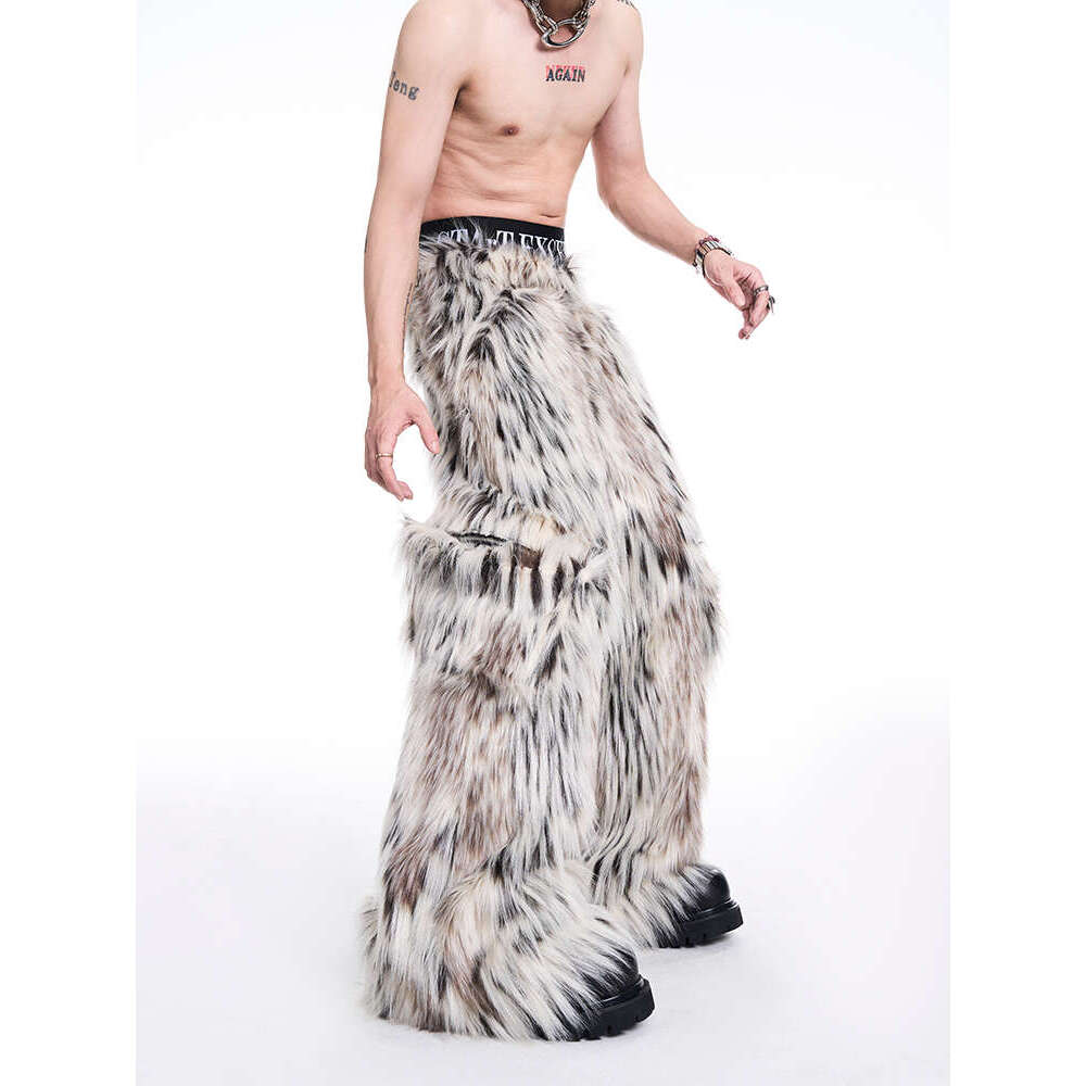 Men's Clothing Light Luxury Niche Plush Casual For Men's Autumn And Winter Faux Fur Pants