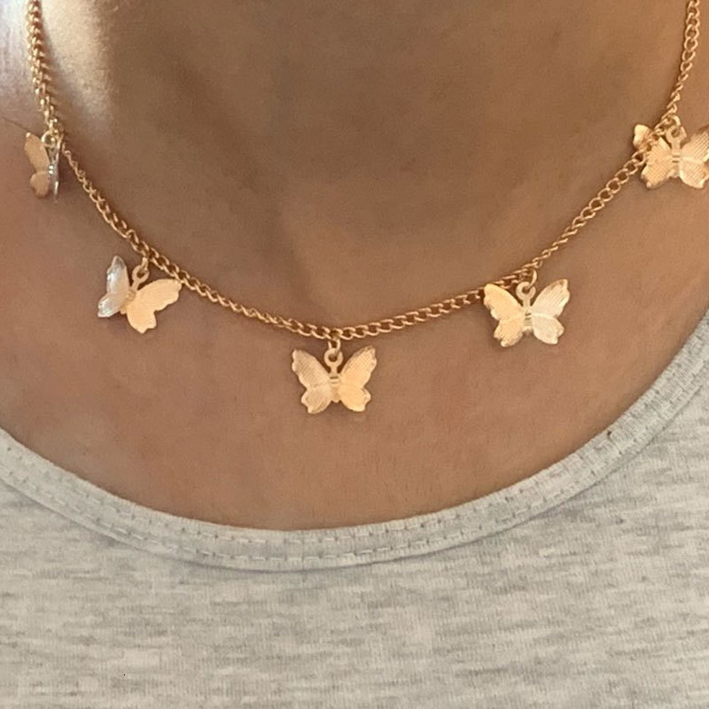 Butterfly Necklace Female Summer Net Red With Light Luxury Temperament Senior Sense Clavicle Chain Jewelry