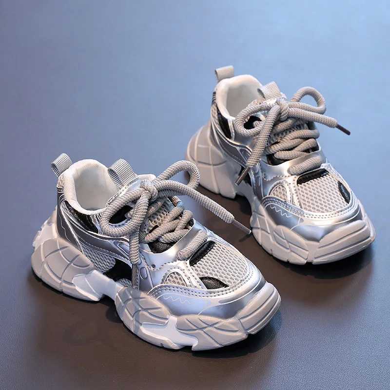 Boys Girls Sneakers Air Mesh Breathable Kids Sports Shoes Thick Soft Sole 2025 New Fashion Children Running Shoes Non-slip Trend W250318