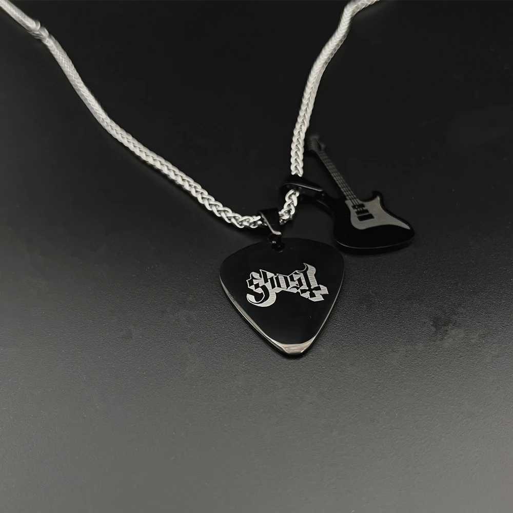 Stainless Steel Ghost bc Nameless Ghoul Cosplay Necklace Unisex Guitar Pick Pendant Chain Choker Jewelry Accessories Gifts W250318