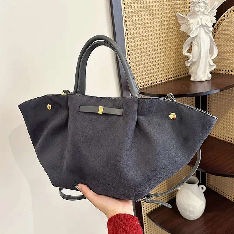 Meet You 2025 Autumn Winter New Scrub Faux Suede Tote For Women Vintage Design Large Capacity Daily Commuter Shoulder Bag