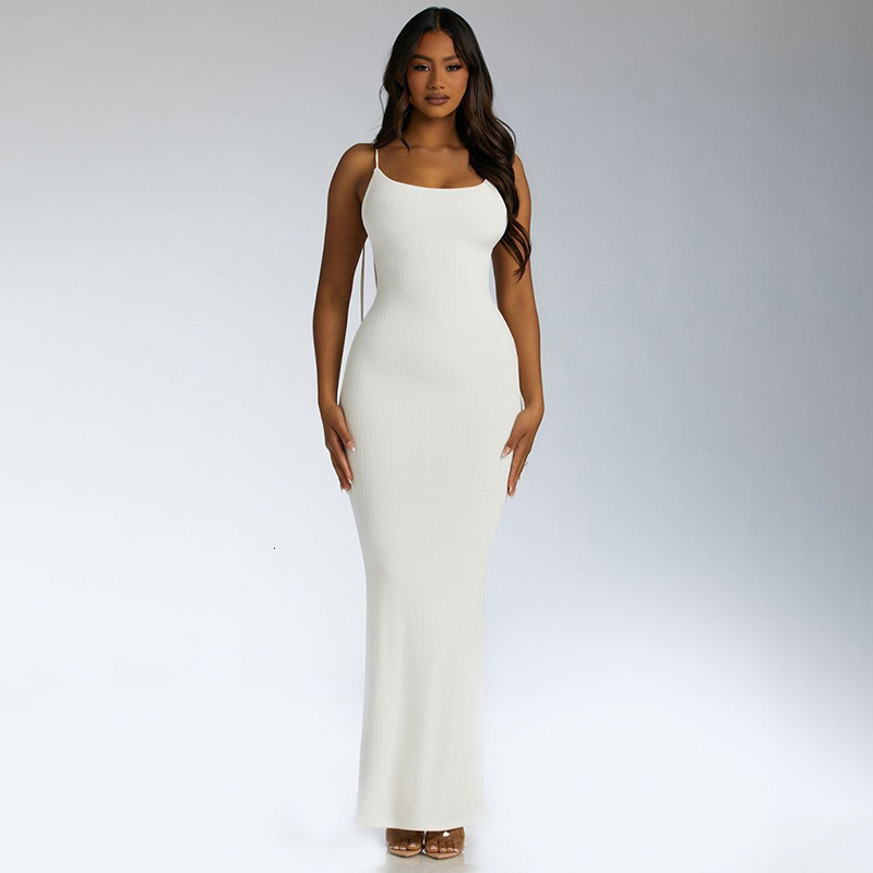 Best Selling Women's With Suspender Large Backless Straps, Long, Slim Fit, Temperament, Solid Color Dress