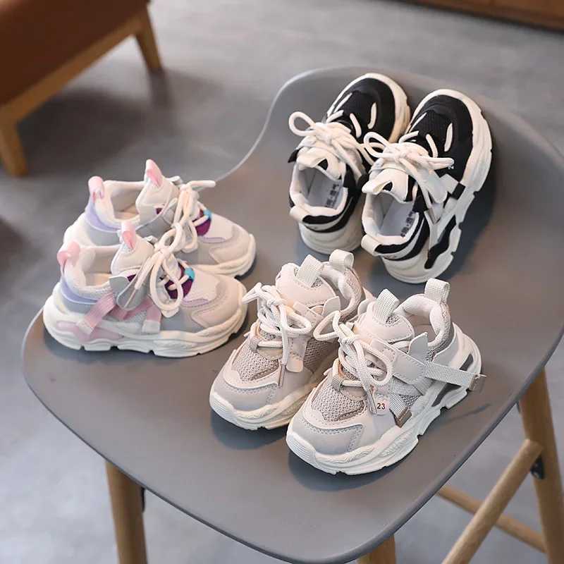 2024 Kids Sport Shoes Fashion Cross-tied Mesh Breathable Boys Sneakers Spring Autumn Children Girls Outdoor Running Shoes G02122XJ250318