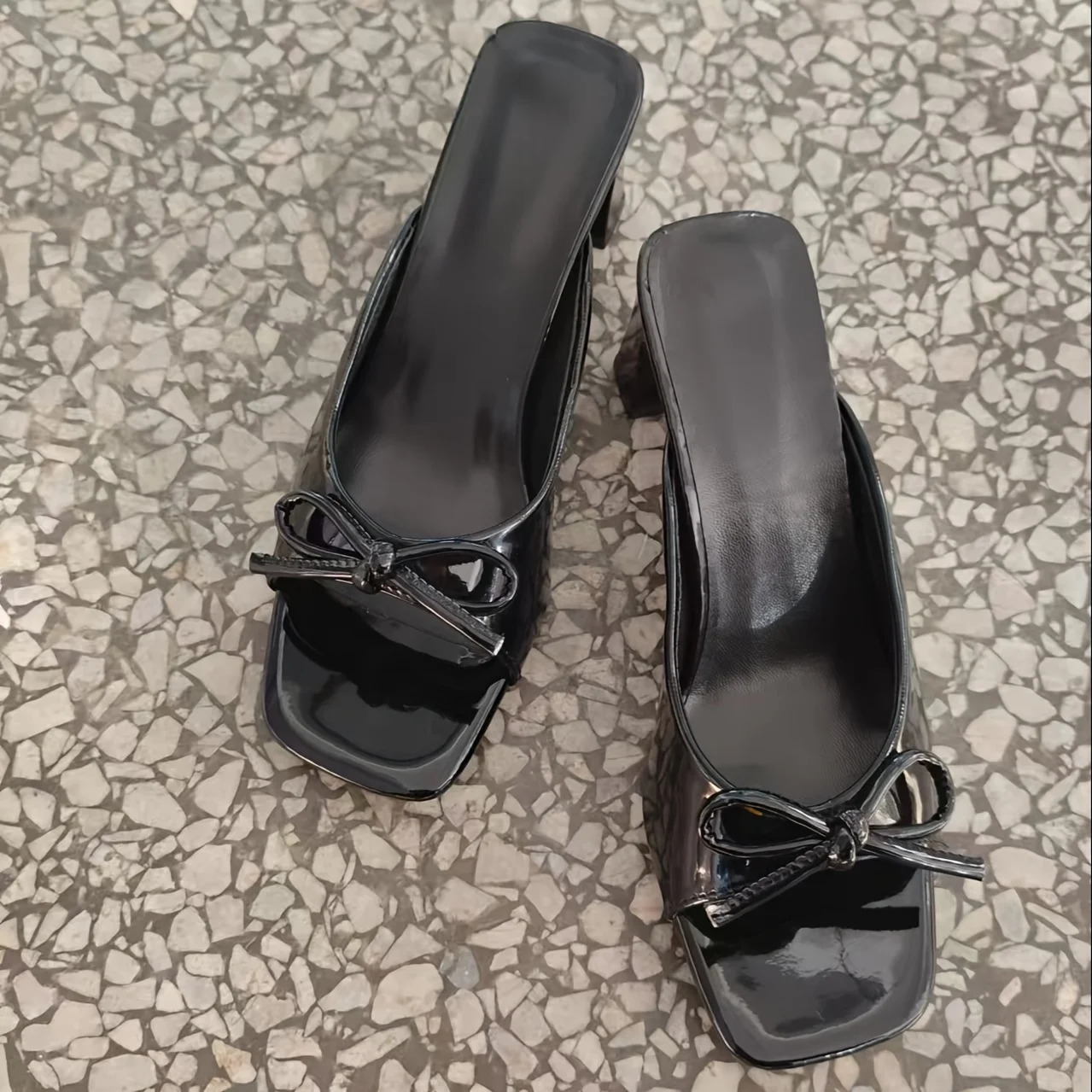 2025 Summer Fashion Elegant Fish Mouth Thick Sole High Heels Comfortable Sexy Bow Banquet Slippers Casual Womens Shoes 250318