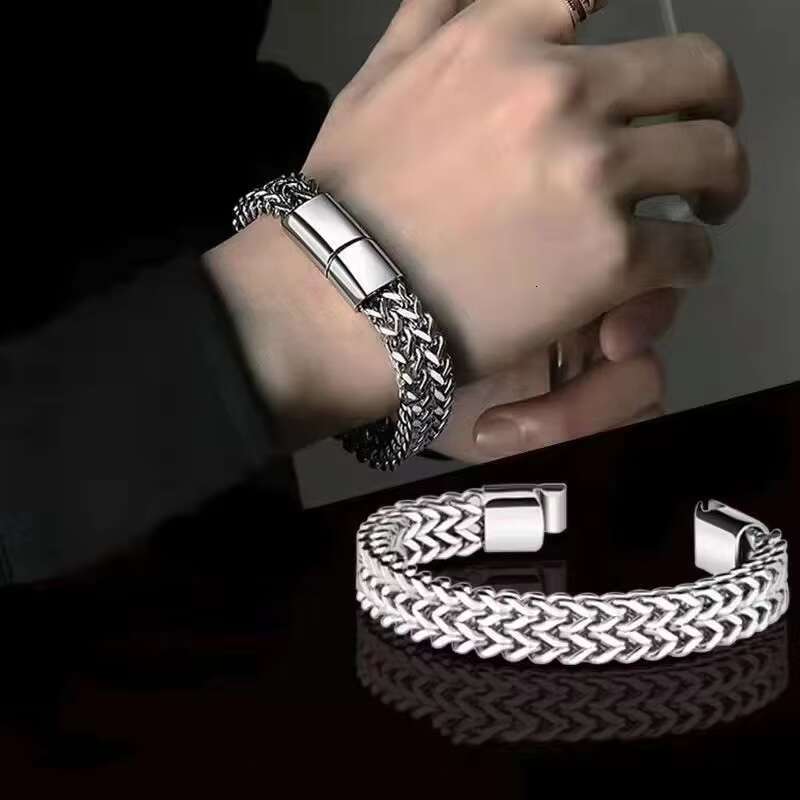 Stainless steel men's simple punk high-quality non fading Cuban bracelet
