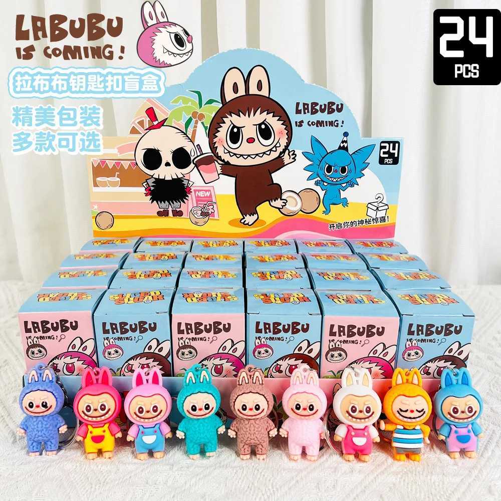 24 Labubu blind box pattern dolls PVC small pendant trend cute Kawaii cartoon keychain mysterious box decoration wholesaleT250318