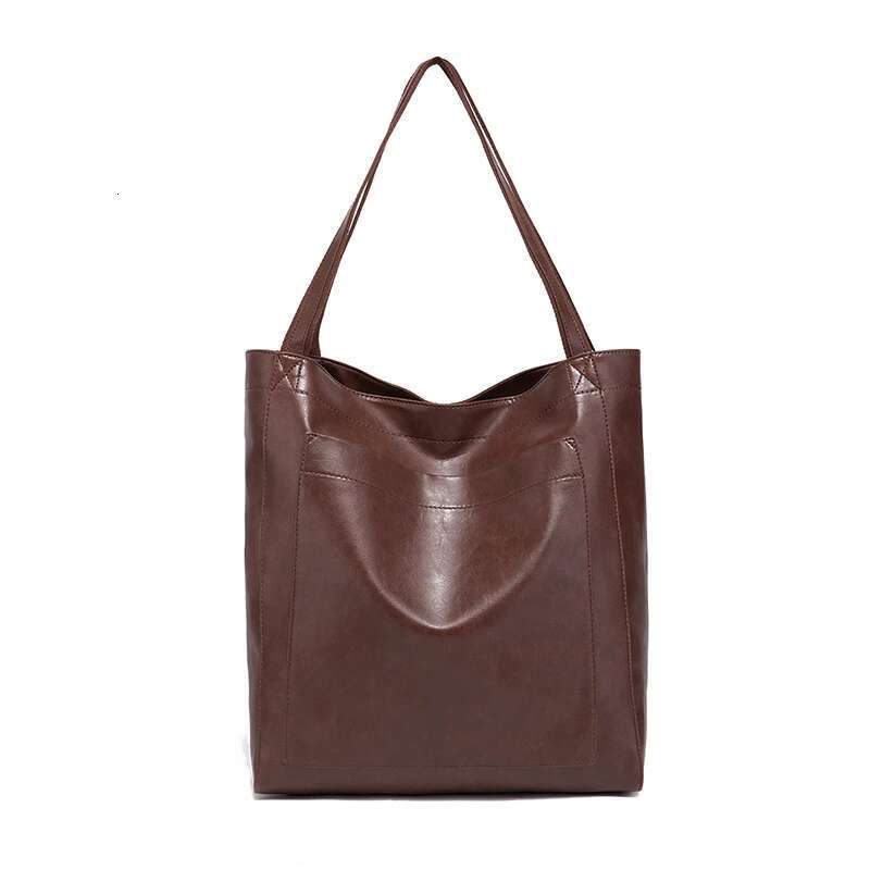 Large Capacity Tote Fashion Retro Faux Leather Shoulder Bag, Women's Simple Versatile Casual Handbag & Purse