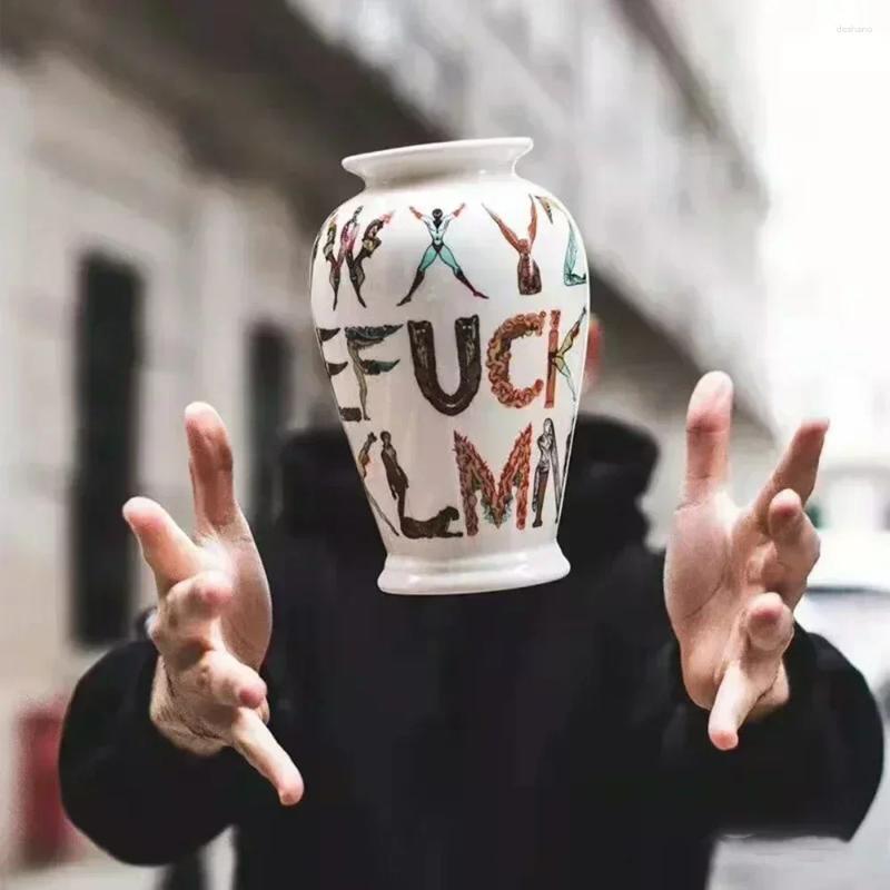 Vases Decor Unique Alphabet Ceramic Vase Creative Flower Pot Super Cool Decorative Modern Vases Trendy Desktop Ornament For Home Decoration B5 R250920