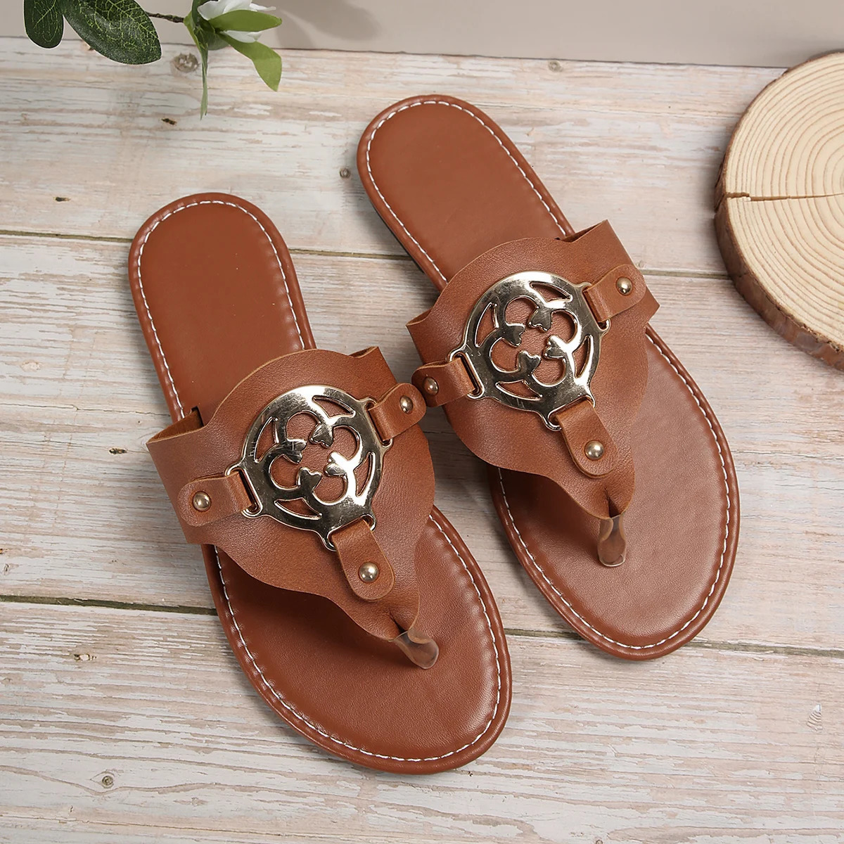 Womens Metal Buckle er Sandals for Women Summer Classic Solid Color Outdoor Banquet Party Flip Flops 250318