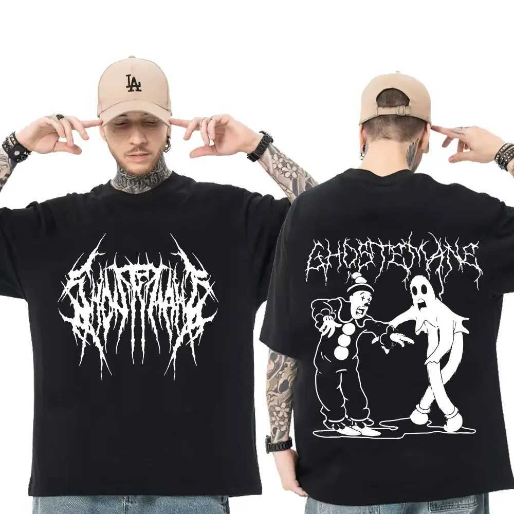 Ghostemane double-sided printed T-shirt mens 100% pure cotton fashionable hip-hop metal gothic rock T-shirt oversized loose streetwearT250318