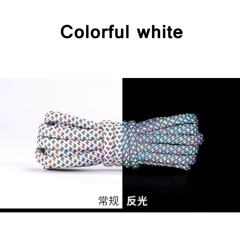 1 pair of reflective sports shoes with round ropes Rholace lightweight shoelaces durable rope length 100120140160CM 250318