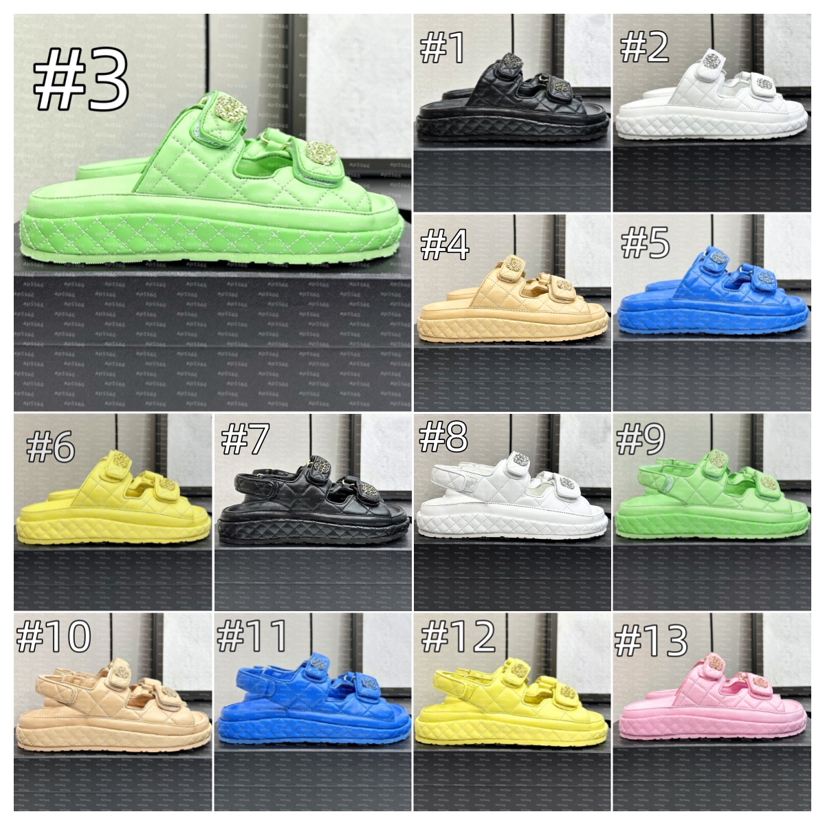 (Order by pic in opt, not by desc) Designer Sandals Slippers Cork Flat High Quality Fashion Summer Genuine Leather Slide Favourite Beach Casual Shoes Women Men