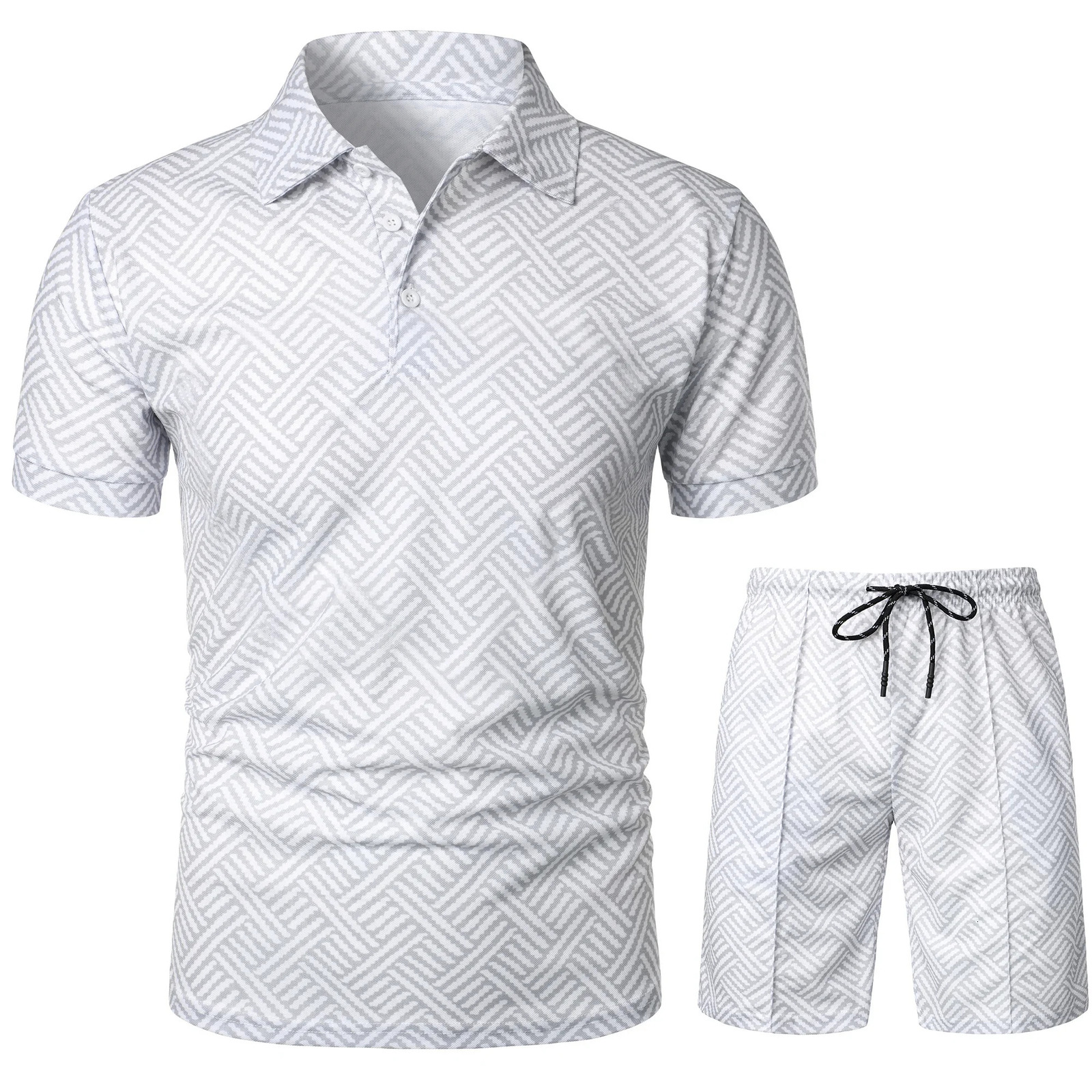Mens summer fashion casual 3D printed Polo shirt lapel casual suit 250314
