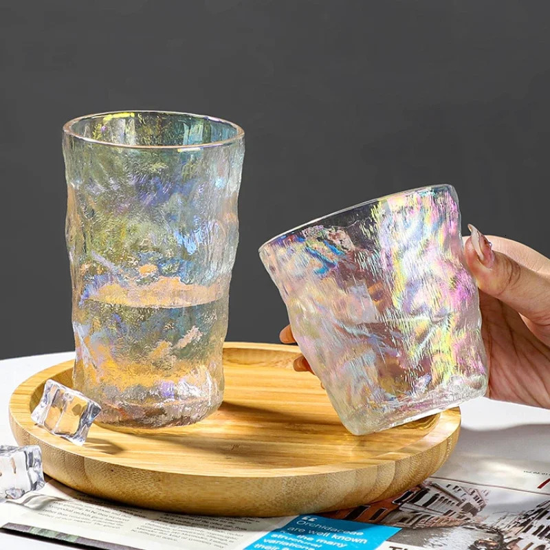 300ml/380ml Modern Colorful Glass Cup Juice Tea Cold Drink Cups Cocktail Glass Drinking Glasses Glacier Wine Glass Holiday Gifts 250317