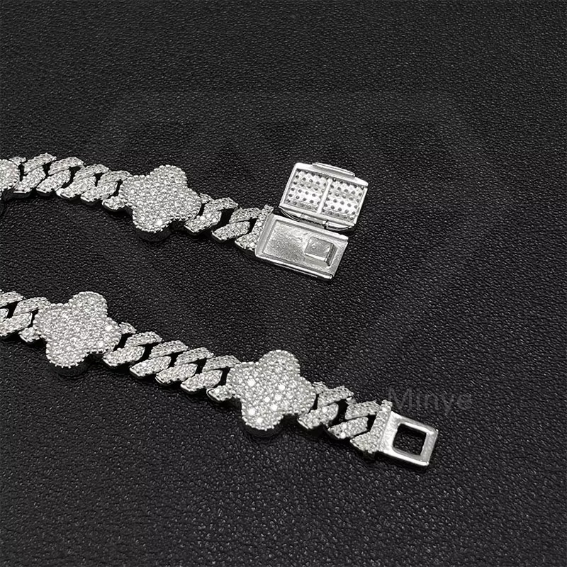 Custom Hip Hop Jewelry Cuban Link Bracelet 925 Sterling Silver Moissanite Cuban Link Bracelet With GRA Certificate