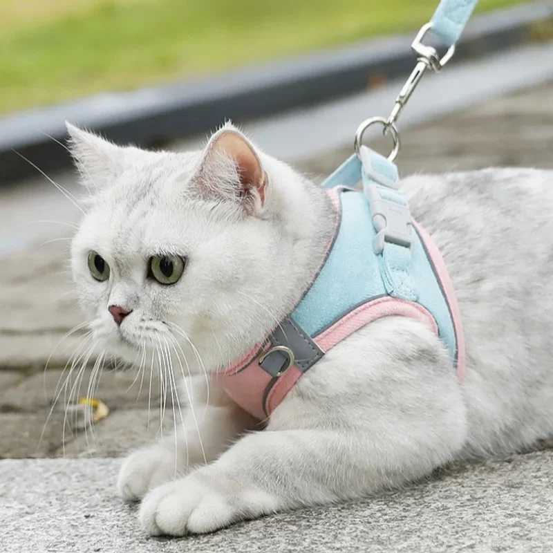 Suede Pet Reflective Dog Harness Dog Training Leashes Walking Pet Leash Long Lanyard Traction Rope Cat Chest Strap Vest LeashT250318
