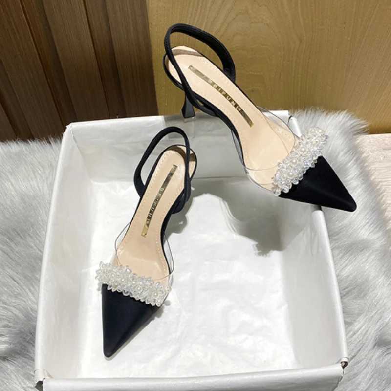Wen Slingback High H Summer Luxury Sandals Wen Designers Elegant Pointed Toe High Heel Sandals Transparent Party Shoes Y250317