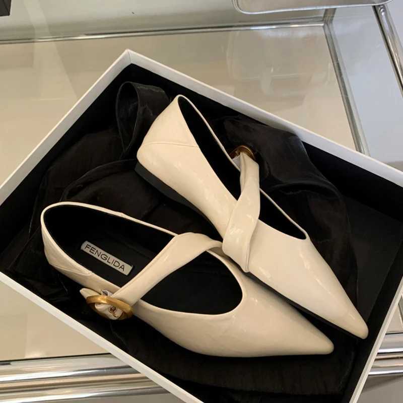 2025 Spring Vintage Wen Pointed Toe Mary Jane Shoes From Shallow Flats H Dress Shoes Soft Ballet Casual Loafers Shoes Y250317