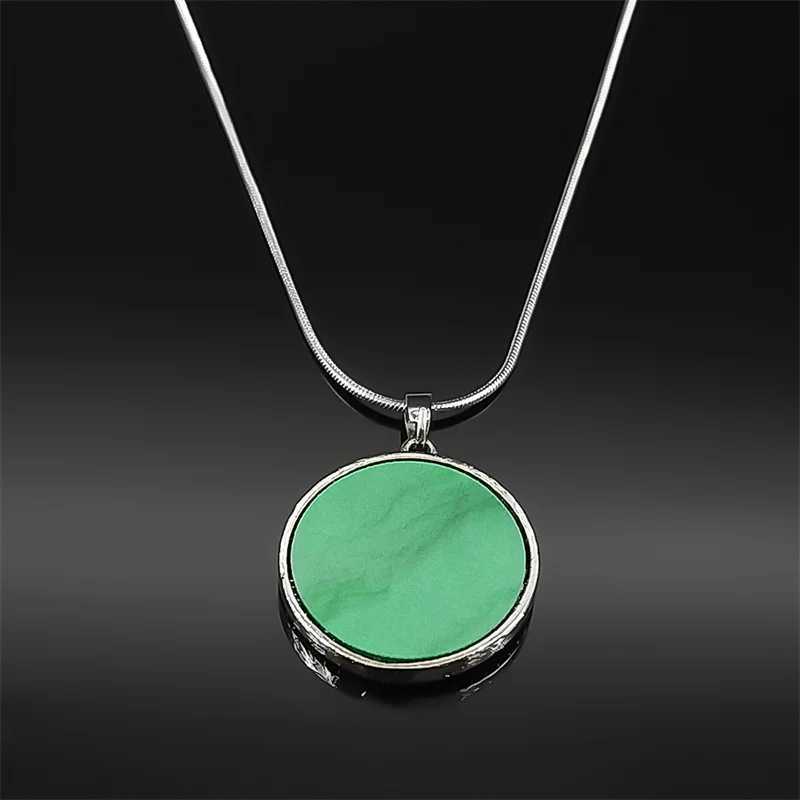 Sun Moon Star Womens Pendant Necklace Stainless Steel Water Diamond Green Magic Womens Charm Chain Jewelry Gift W250318