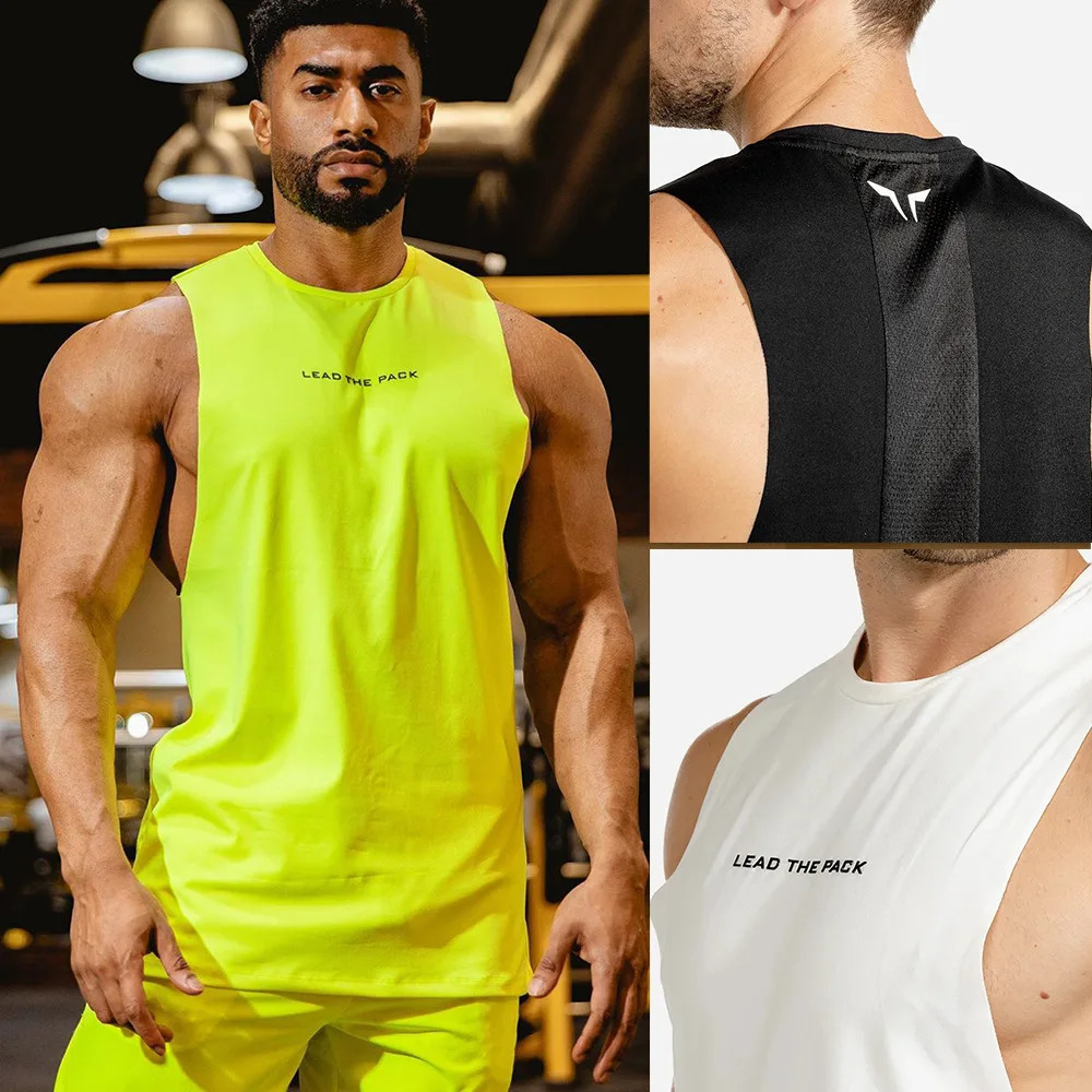 2023 Bodybuilding Men Tank Tops Gym Fitness Workout Quick dry Sleeveless shirt Man Summer fashion Jogging Casual Vest 250314Z