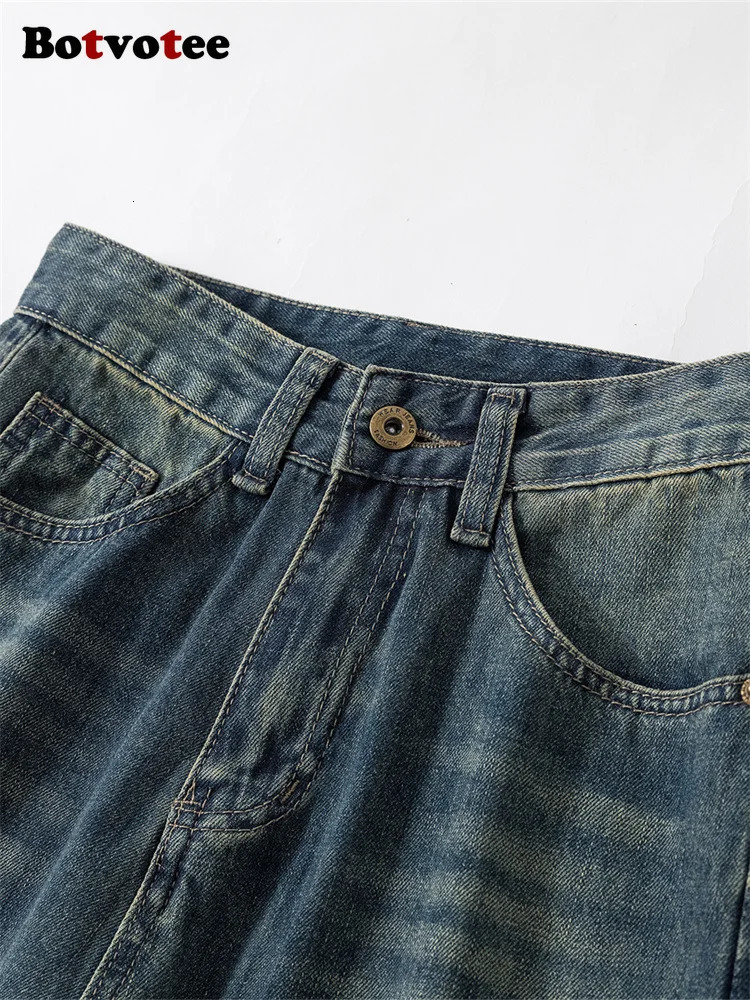 Botvotee Extra Long Vintage Jeans Womens Wide Leg Straight Denim Pants Spring Summer Fashion Office Wear Mom 250317
