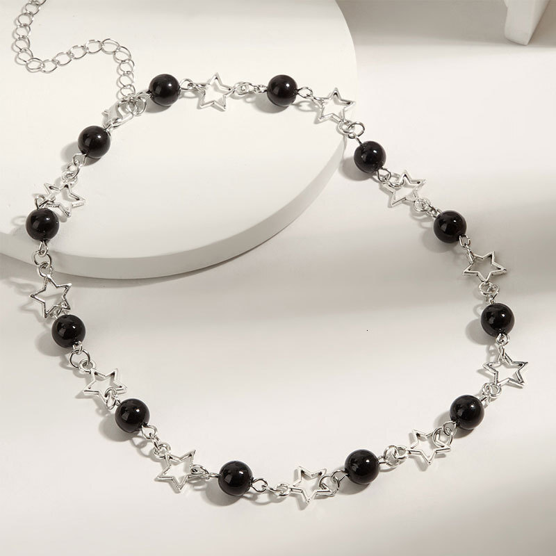 Five-pointed Star Imitation Pearl Splicing Necklace Female Simple Temperament Choker Collarbone Chain Jewelry