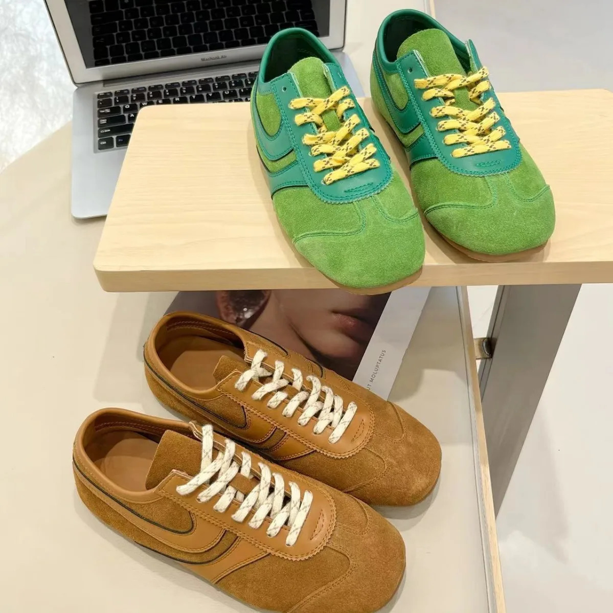 Womens Sneakers Genuine Leather Ladies Moral Training Shoes Casual Spring Flat Shoes Women 250318