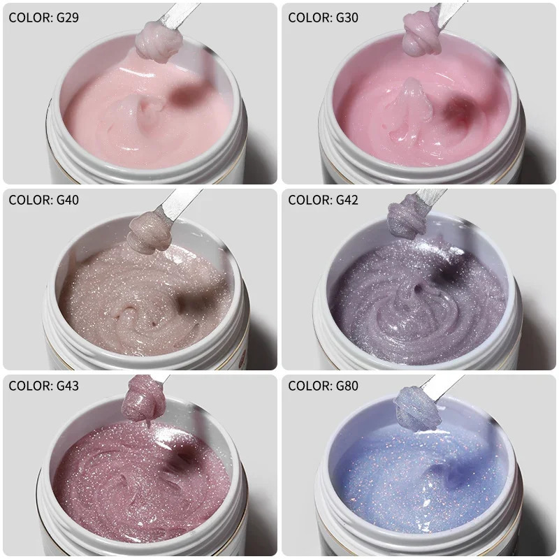 MSHARE 50g/250g Shimmer Pink White Acrylic Gel Glitter Shiny Extension Acryl Hard Gel Nails Sculpting Construction Professional 250314