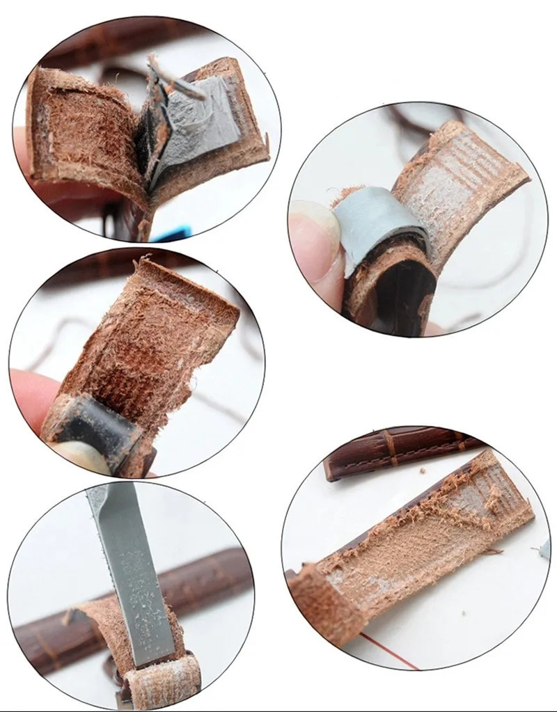 Business Casual Black Brown Genuine Calfskin Leather Watch band Strap Butterfly Buckle Pattern Bracelet 18 20 22 24mm 250304