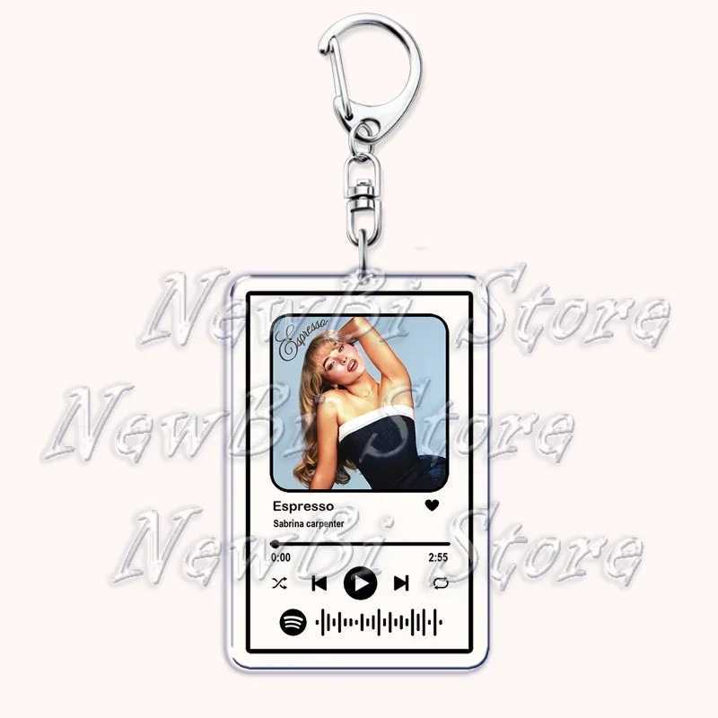 Hot Sabrina Carpenter Songs Keychain Female Accessories Nonsense Please Espresso Playlist Pendant Keychain Jewelry Fan Gifts X250318