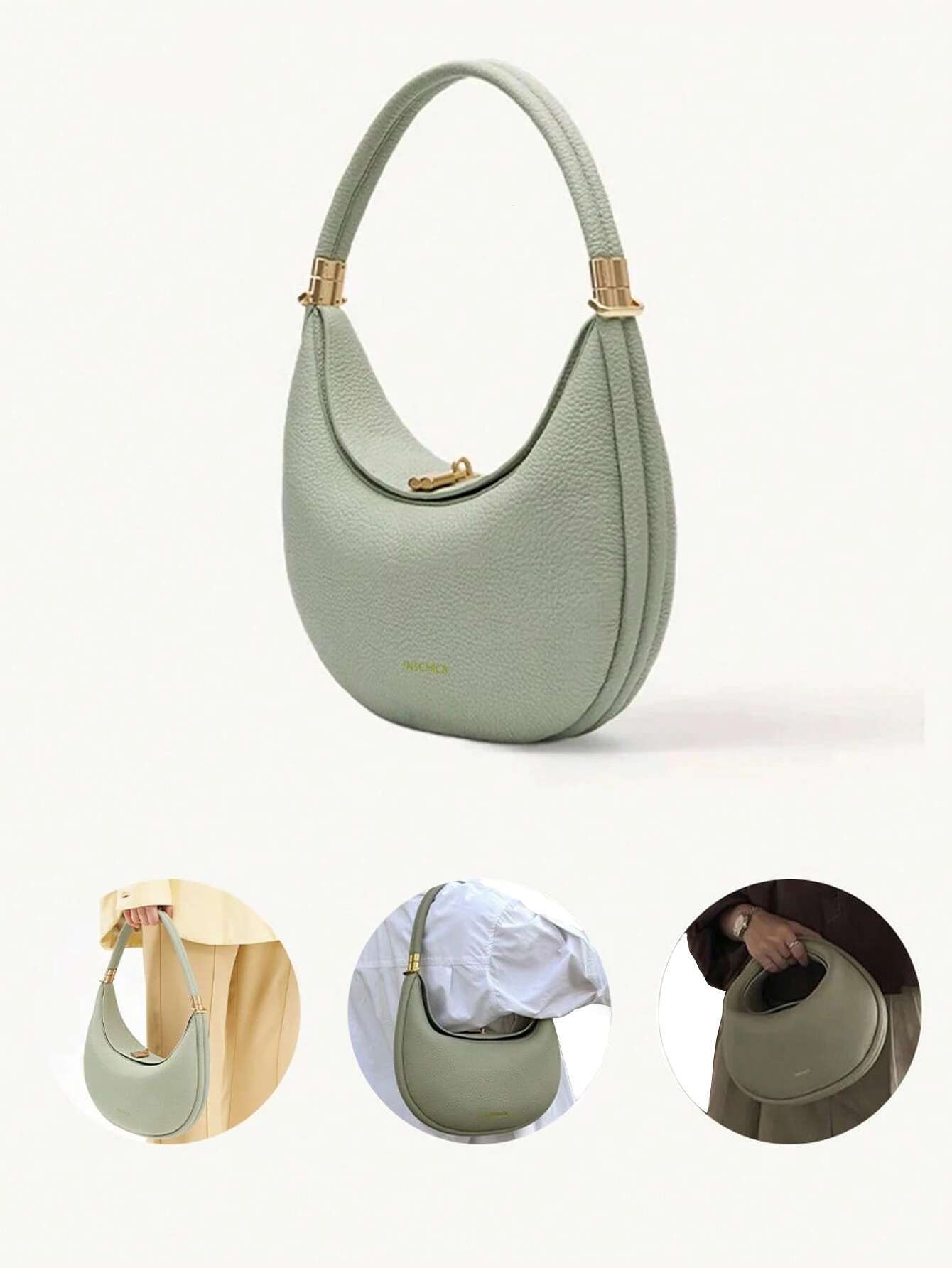 Fashionable, simple and versatile bag, one-shoulder solid color temperament, French cross-body crescent bag for youth