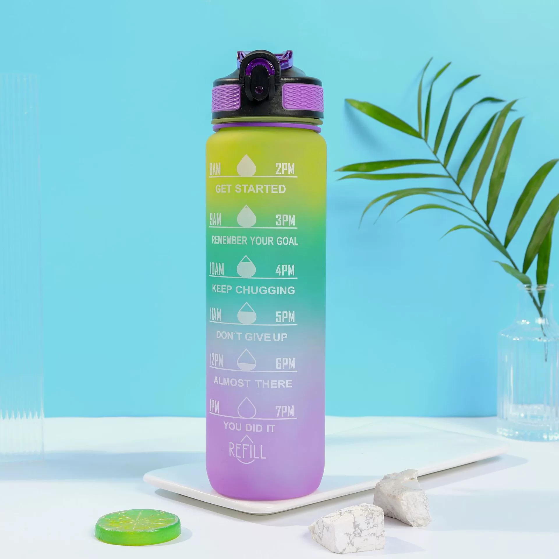 Botella agua 1 litro deporte motivacional, botellas beber a prueba de fugas, vies al aire libre, gimnasio, Fiess, jarras para Cocina