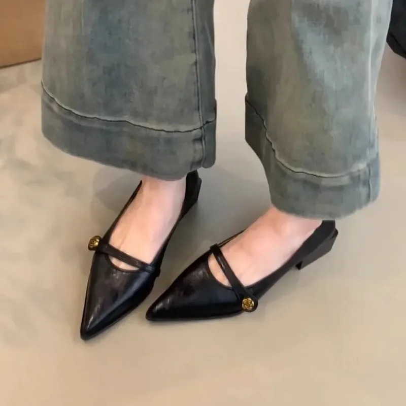 Buckle Pumps for Women Dress Shoes High Heels Boat Shoes Elegant Office Ladies Shoes Black Mary Jane Chunky Pump Autumn 250318