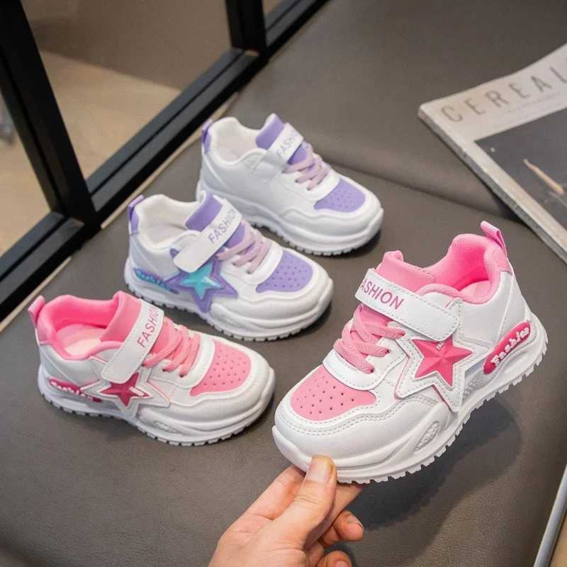 Girls Sports Shoes Princess Sle Sweet Stars Kids Sneakers Thick Soft Sole 2025 New Fashion Children Running Shoes Hook loop W250318