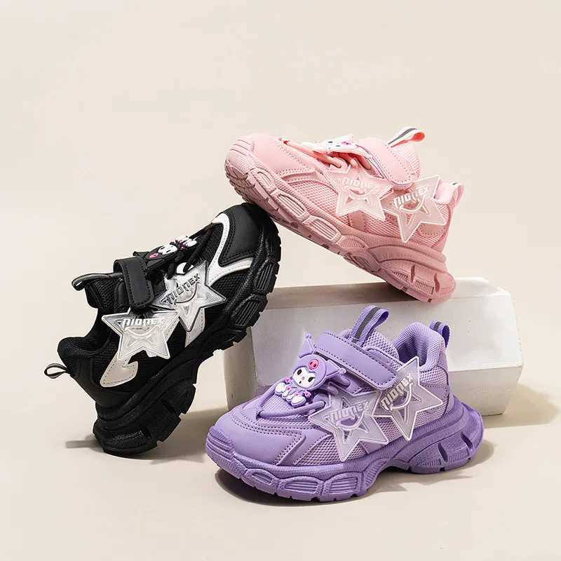 2024 Spring Autumn New Children Sneakers for Girls Fashion Cute Kuromi Soft Comfortable Anti-slippery Versatile Sports Shoes W250318