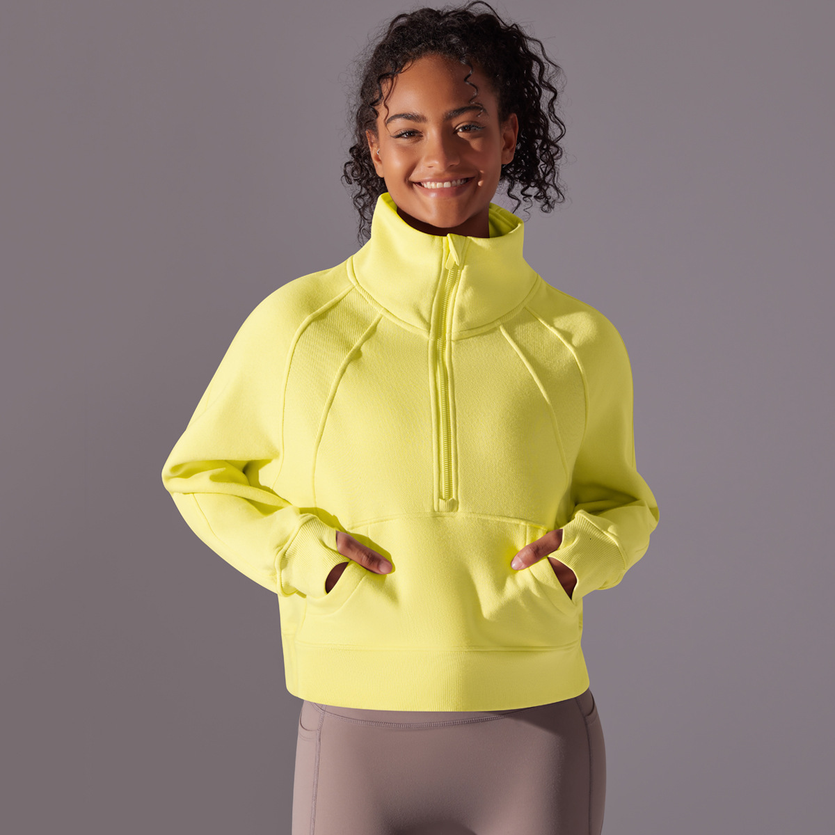 New tracksuit solid color autumn winter hoodie, and plush warm yoga casual jacket, outdoor sports loose long sleeved top leggings