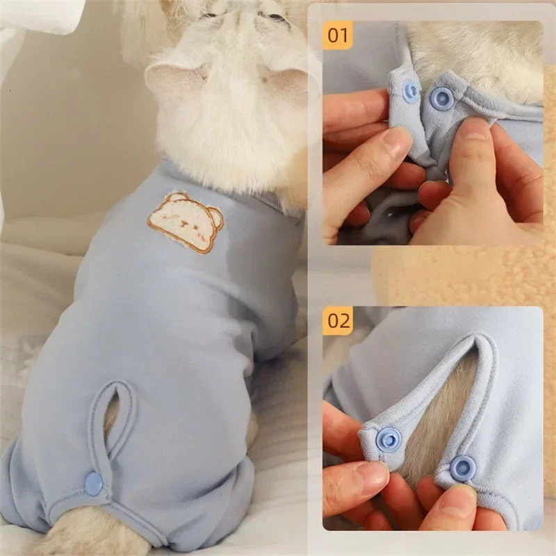 Pet cats wear cotton clothes used for small dog disinfection jumpsuit anti licking surgery recovery care set puppy and kitten 250318