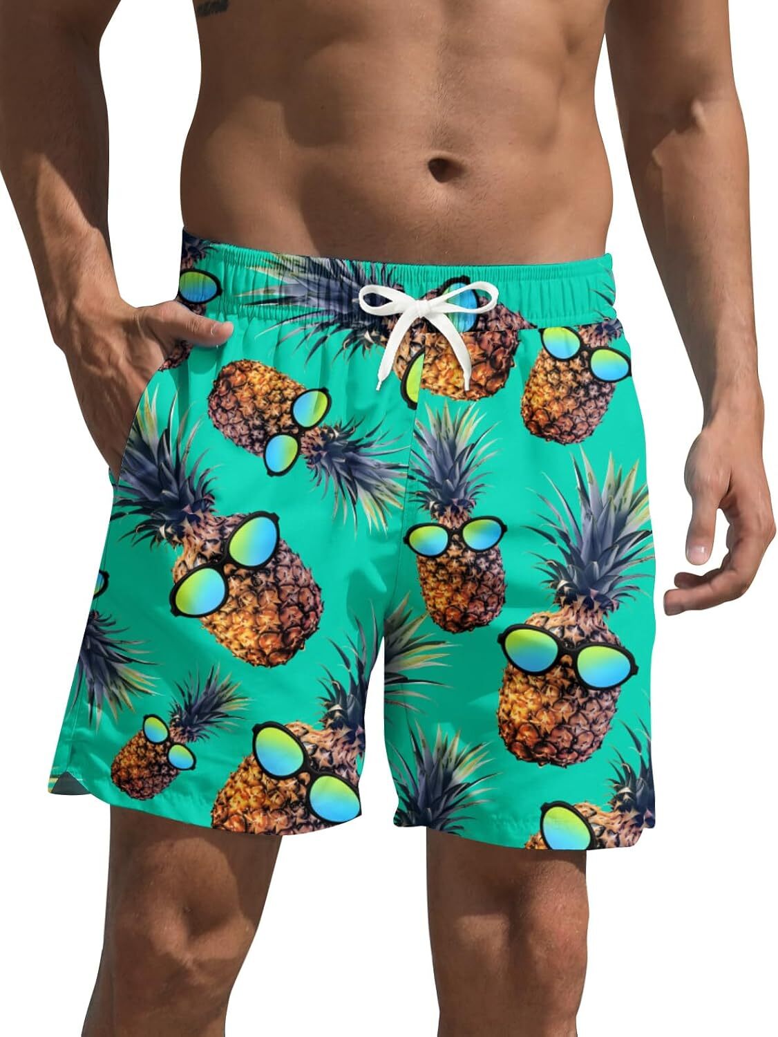 Mens Swim Trunks Quick Dry Beach Shorts Summer Boardshorts Fashionable printed shorts