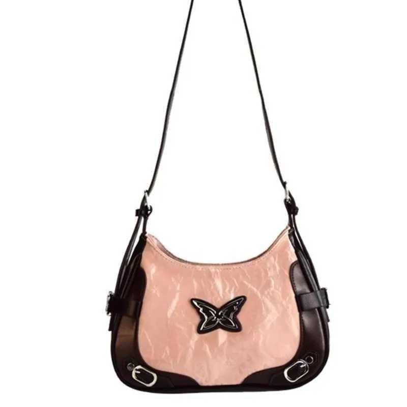 JIAERDI Fairycore Y2k Shoe Bag Warm Girl Leather Half Mo Bag Wallet Fem Motorcycle Messenger Bag Y250318