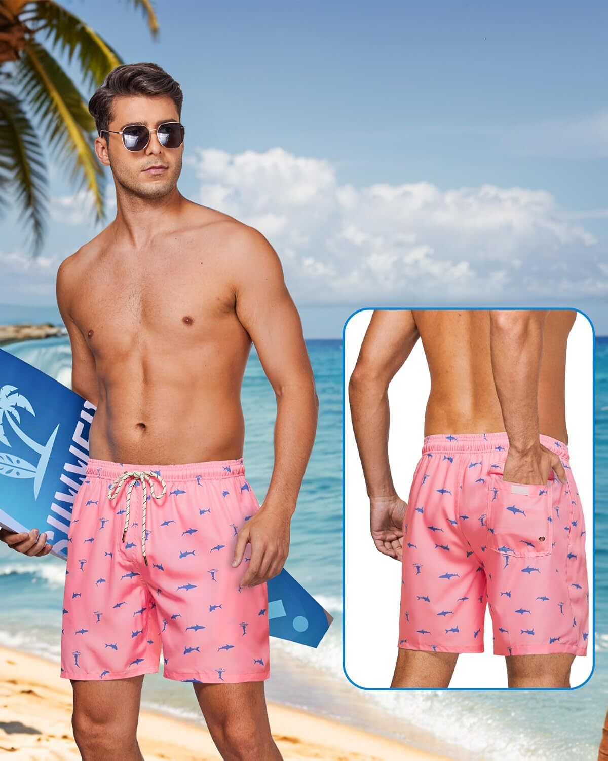 Swim Trunks Men Stretch Men's Bathing Suit Swimming Trunks For Men Beach Shorts Print Swim Shorts