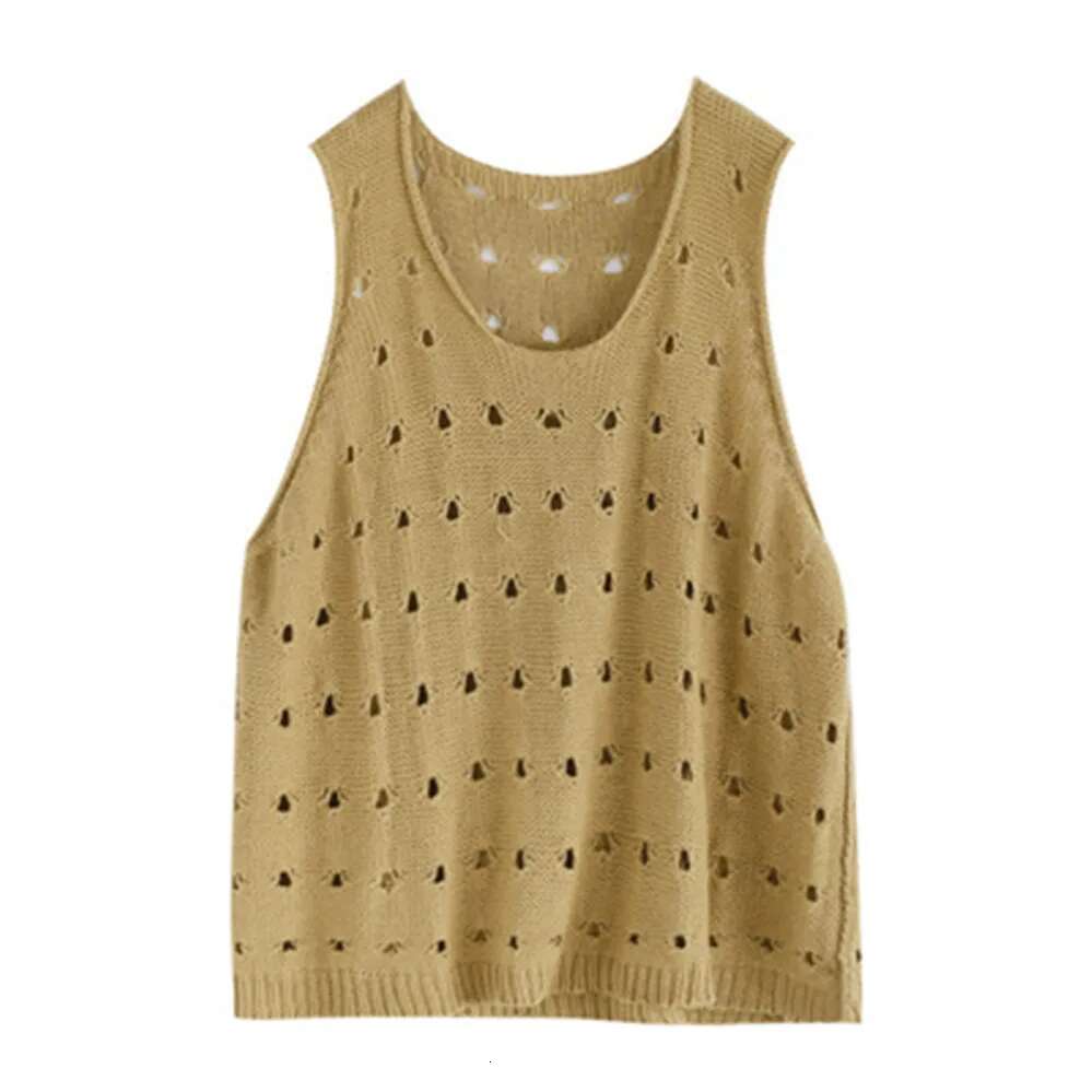 Hollow Out Women Loose Sleeveless All Match Female New Knitted Vest Sweater Korean Preppy Style Sweet Girl's Tops