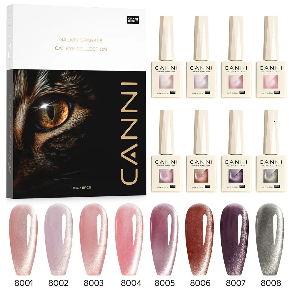 CANNI Glitter Galaxy Cat Eye Nail Gel Polish Kit HEMA FREE Soak Off UV LED Diamond Sparkle Gorgeous Color Semi Permanent Gel 250314
