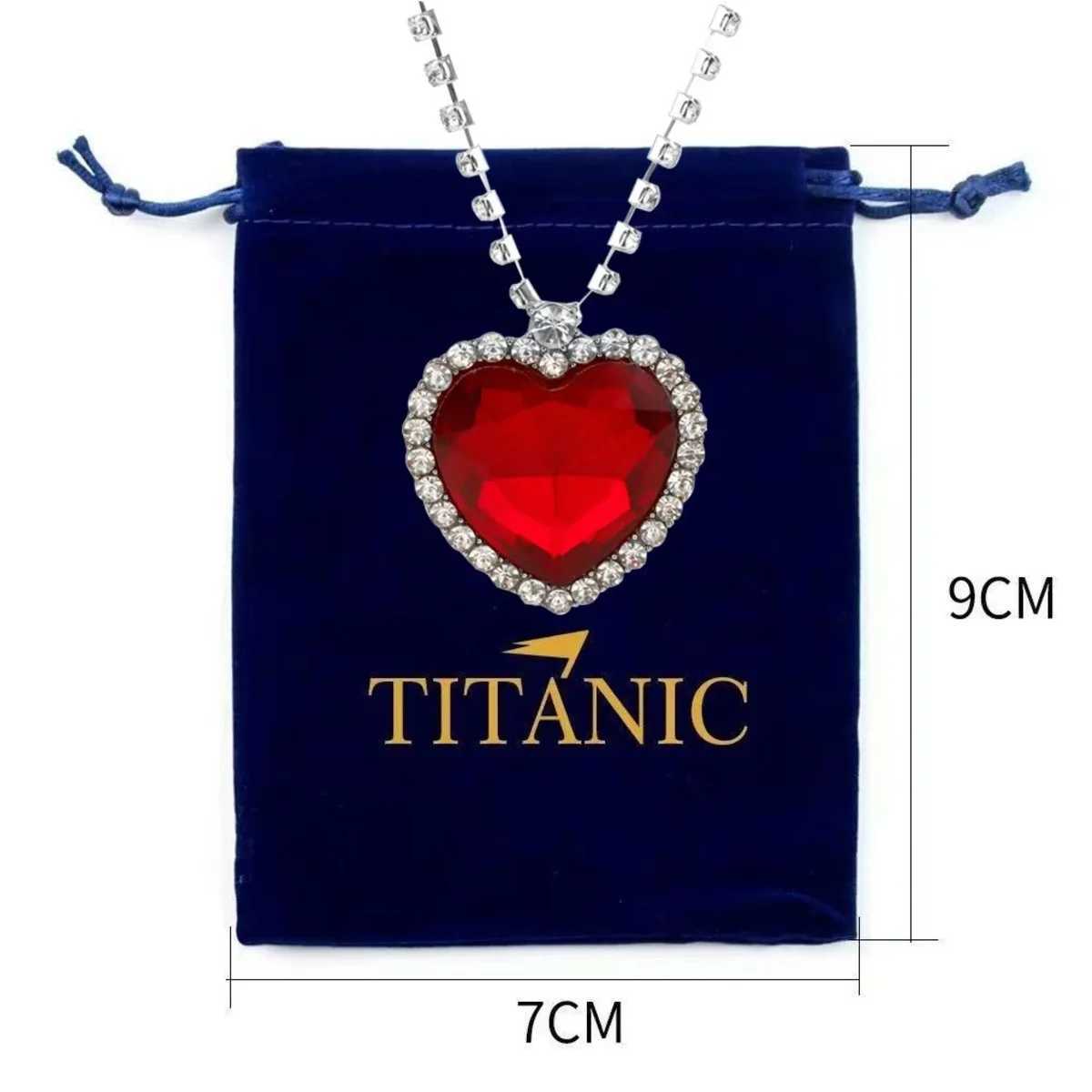 Heart of the Ocean Titanic Blue Pendant Necklace+Velvet Bag New Fashion Flash All Diamond Eternal Love Red Sweater Chain W250318