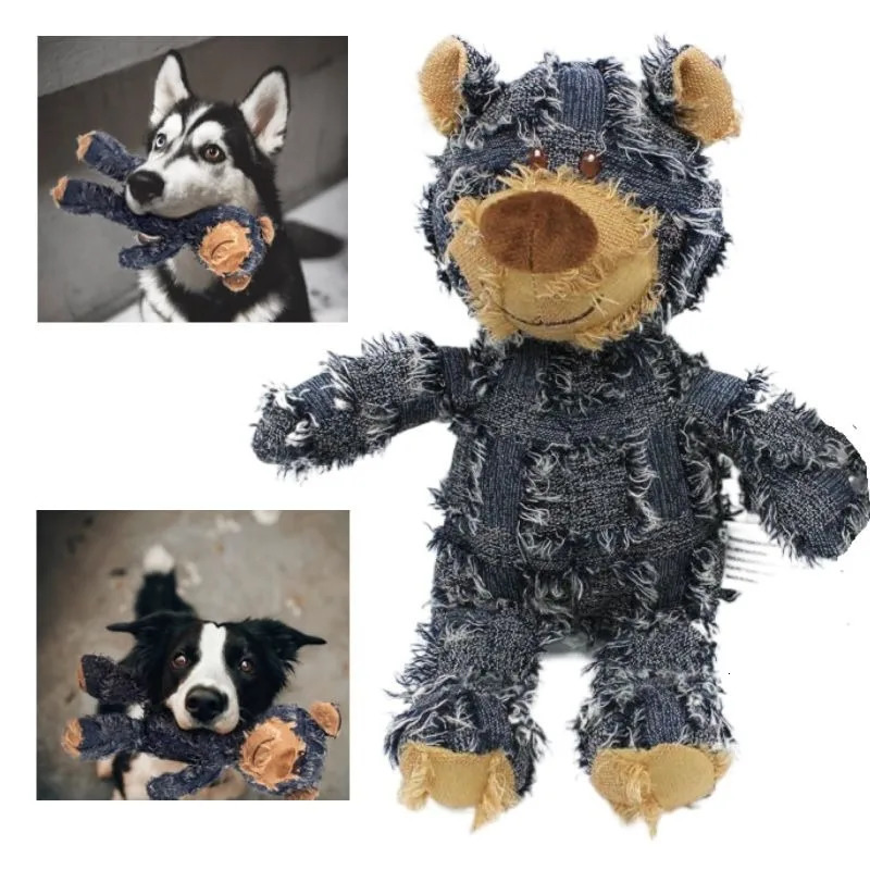 Pet Teddy Bear Soundmaking Toy Plush Interactive Dog Grinding Cleaning Teeth Anti Bite Supplies 250318