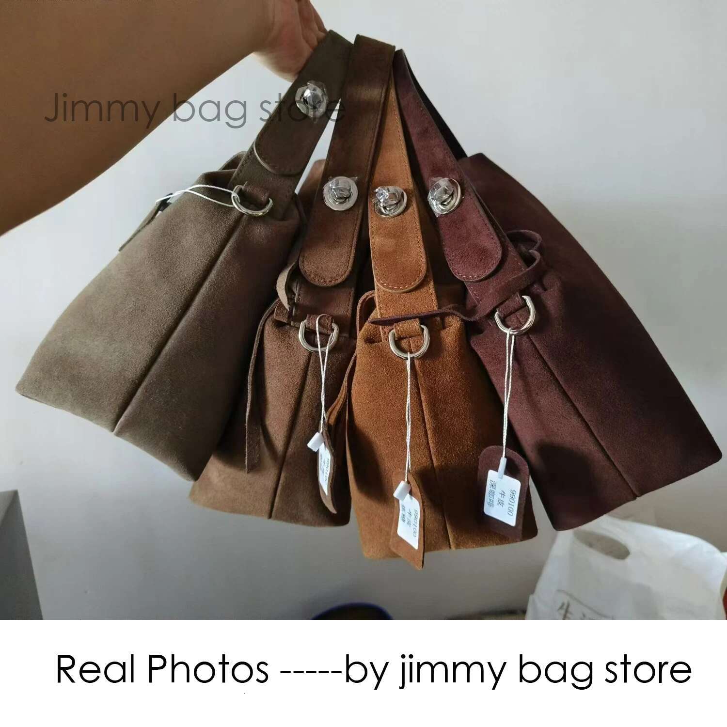 Simple Autumn Winter Colletion Grey Brown Roomy Big Boston Tote Soft Matte Suede Cow Leather Women's Handbag Shoulder Bag