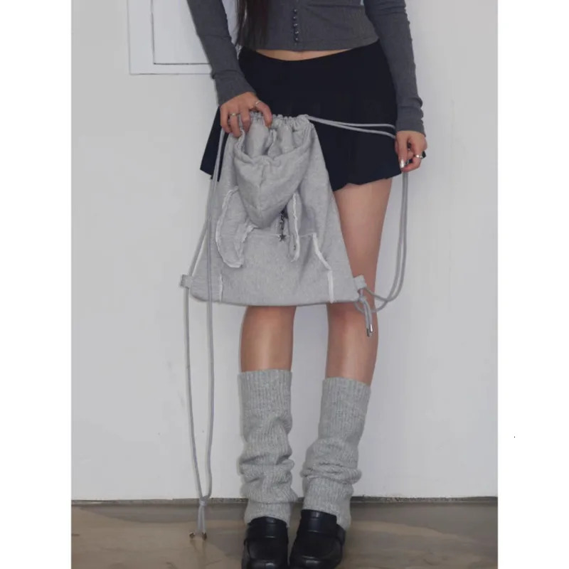 2025 Fashion Xzbag Korean Niche Angel Wing Backpack Simple And Versatile Drawstring Backpack Sweatshirt Hat Bag Y2k Girl Bag 250318