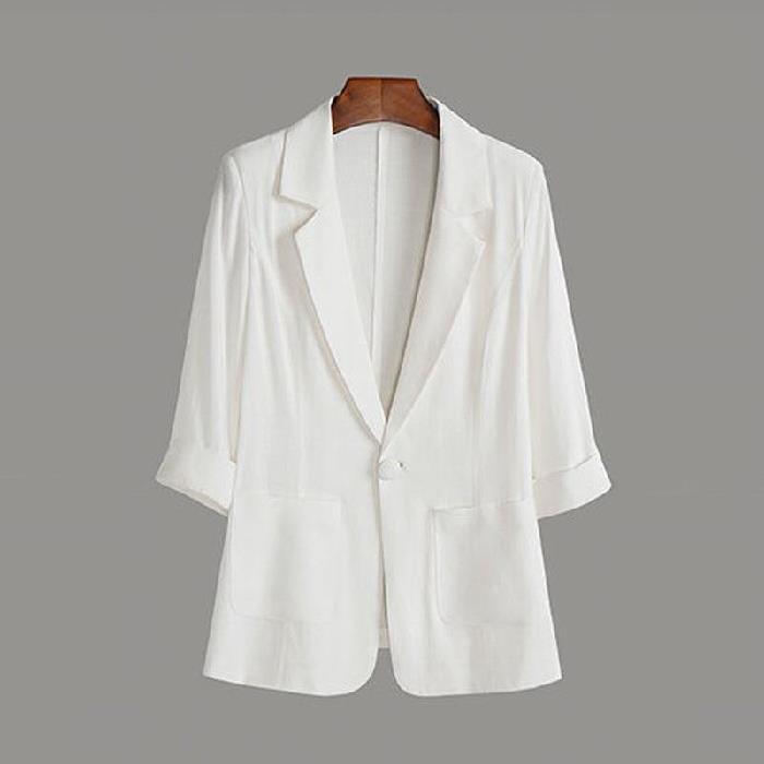 R316Casual Fashion Women's Suit with Thin Cotton Linen Blend - New Collection 2025