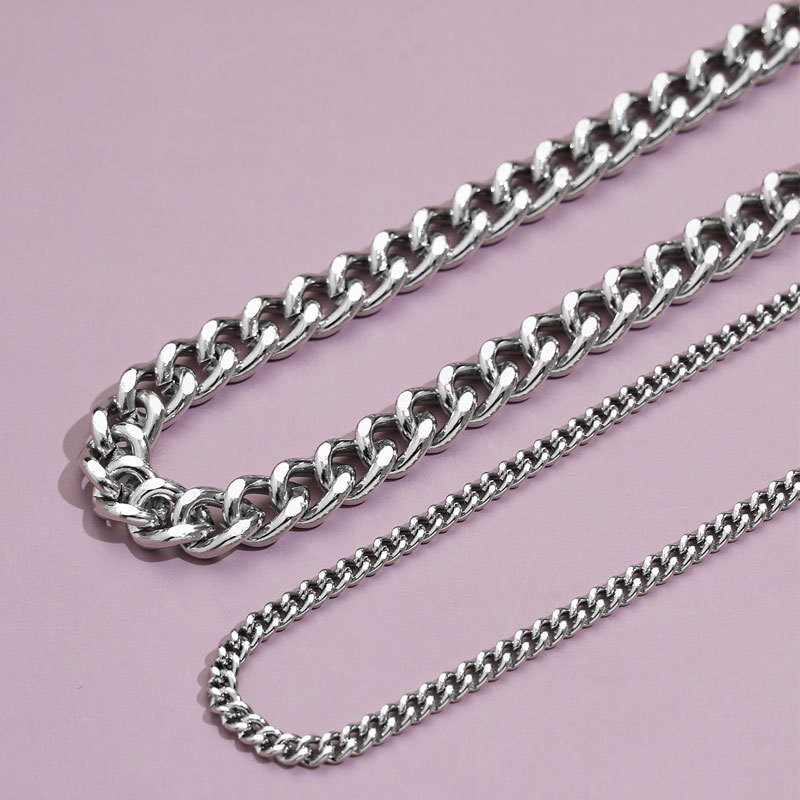 Double Chain Necklace Hip Hop Collarbone Chain Choker for Both Men And Women